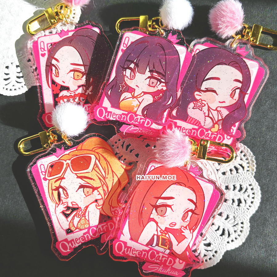 G)I-DLE Queencard Glitter Keychains — haiyun